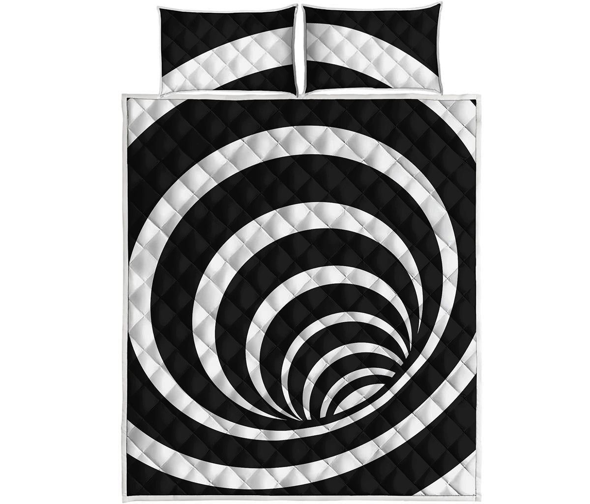 Black And White Optical Illusion Print Quilt Bed Set