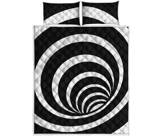 Black And White Optical Illusion Print Quilt Bed Set