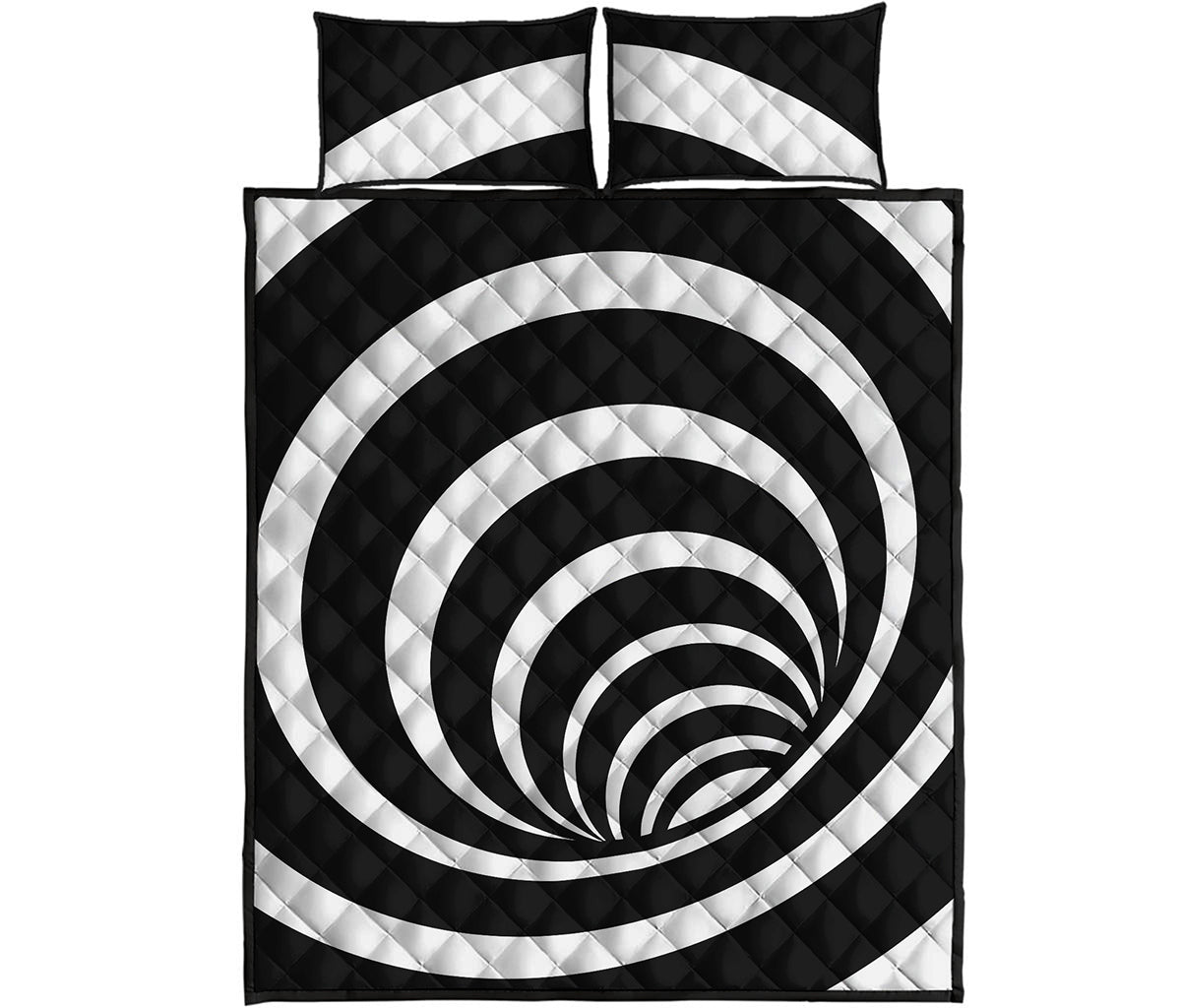 Black And White Optical Illusion Print Quilt Bed Set