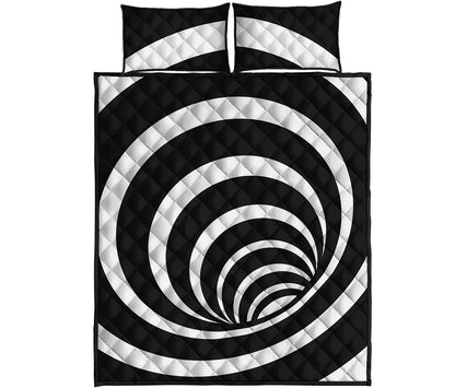 Black And White Optical Illusion Print Quilt Bed Set