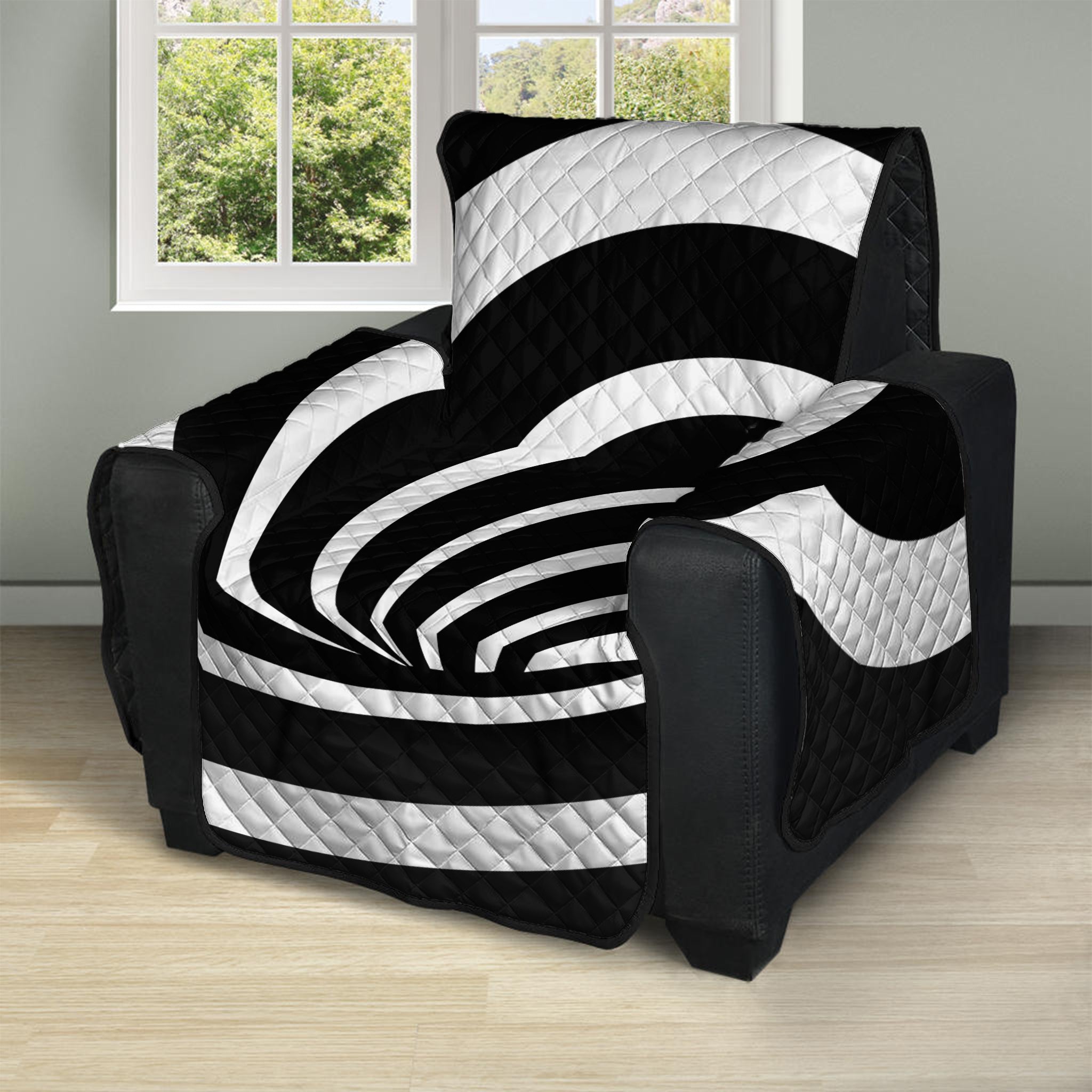 Black And White Optical Illusion Print Recliner Protector