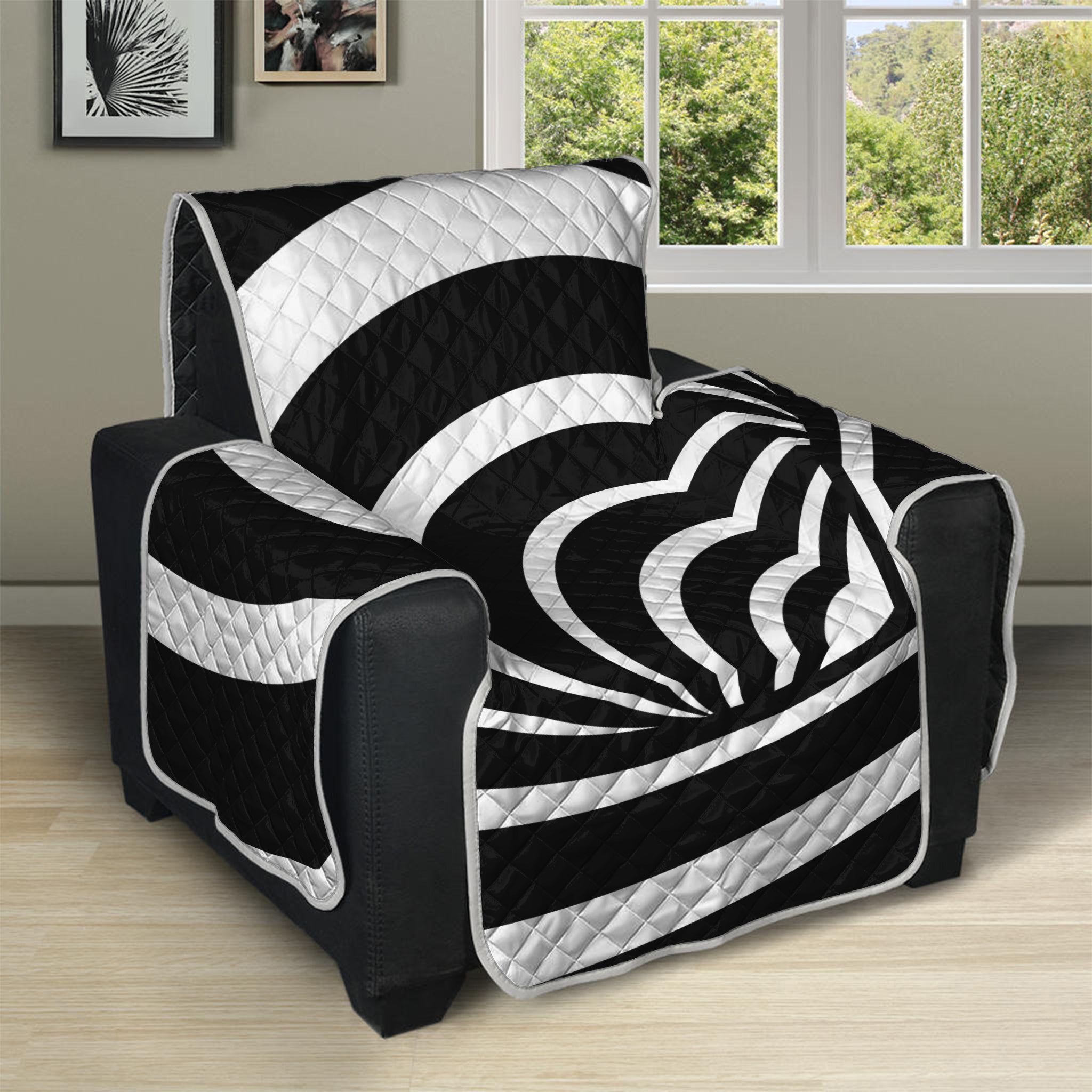 Black And White Optical Illusion Print Recliner Protector