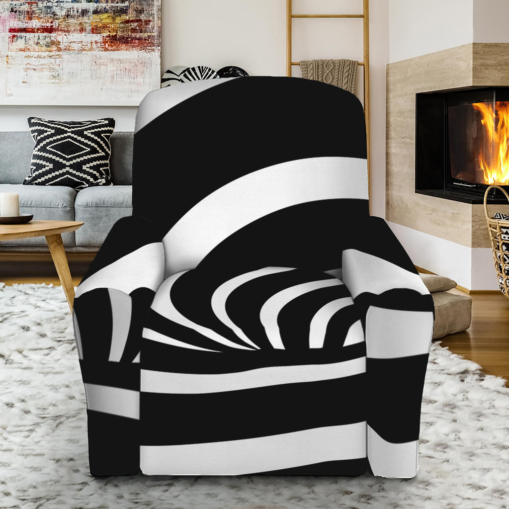 Black And White Optical Illusion Print Recliner Slipcover