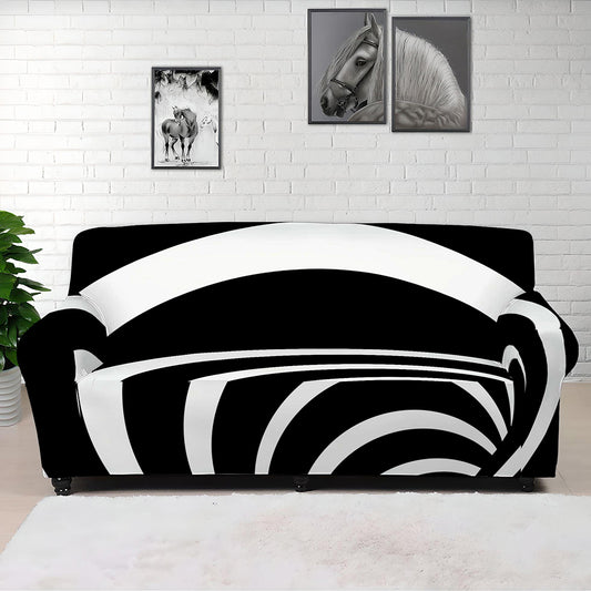 Black And White Optical Illusion Print Sofa Cover