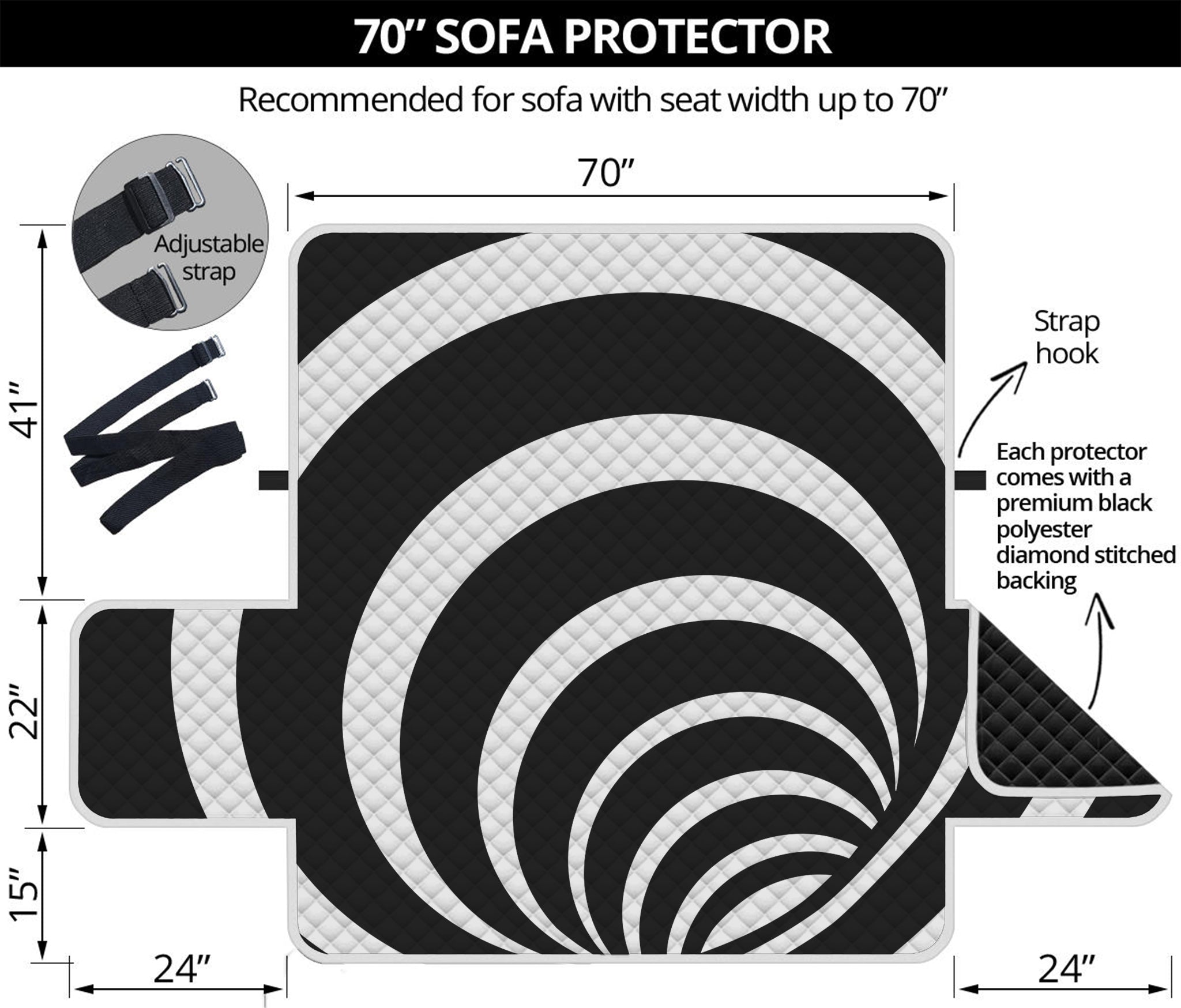 Black And White Optical Illusion Print Sofa Protector