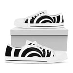 Black And White Optical Illusion Print White Low Top Shoes