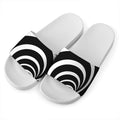 Black And White Optical Illusion Print White Slide Sandals