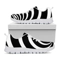 Black And White Optical Illusion Print White Running Shoes