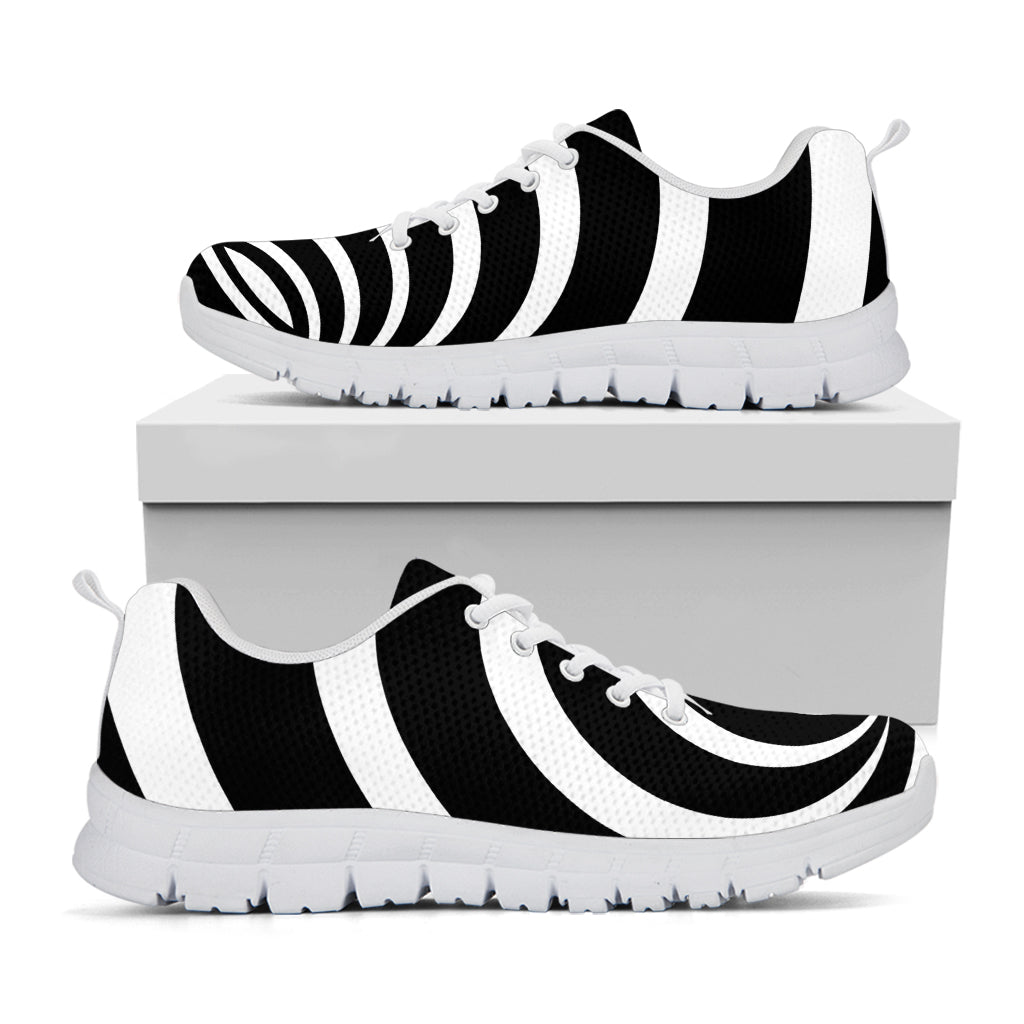 Black And White Optical Illusion Print White Sneakers