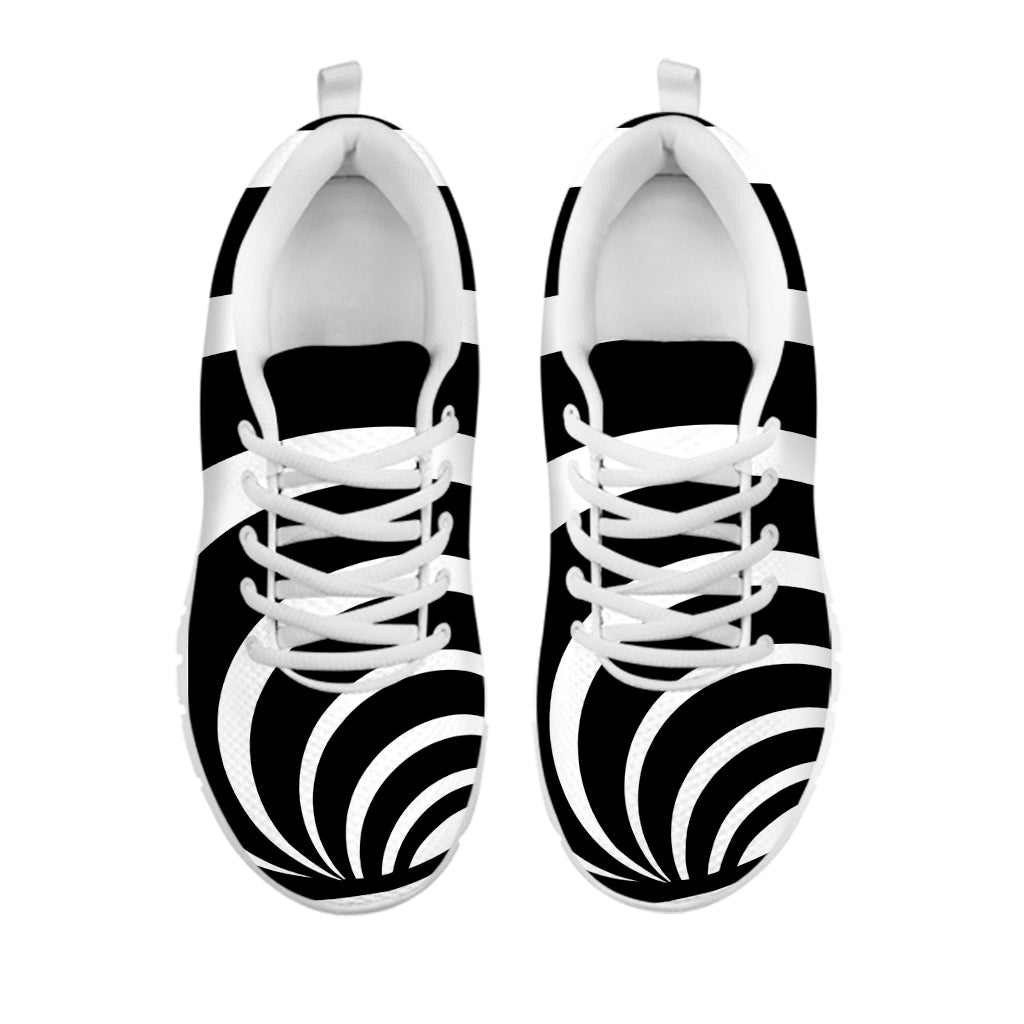 Black And White Optical Illusion Print White Sneakers