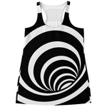 Black And White Optical Illusion Print Women's Racerback Tank Top