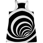 Black And White Optical Illusion Print Women's Racerback Tank Top