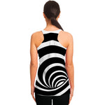 Black And White Optical Illusion Print Women's Racerback Tank Top