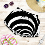 Black And White Optical Illusion Print Women's Shorts