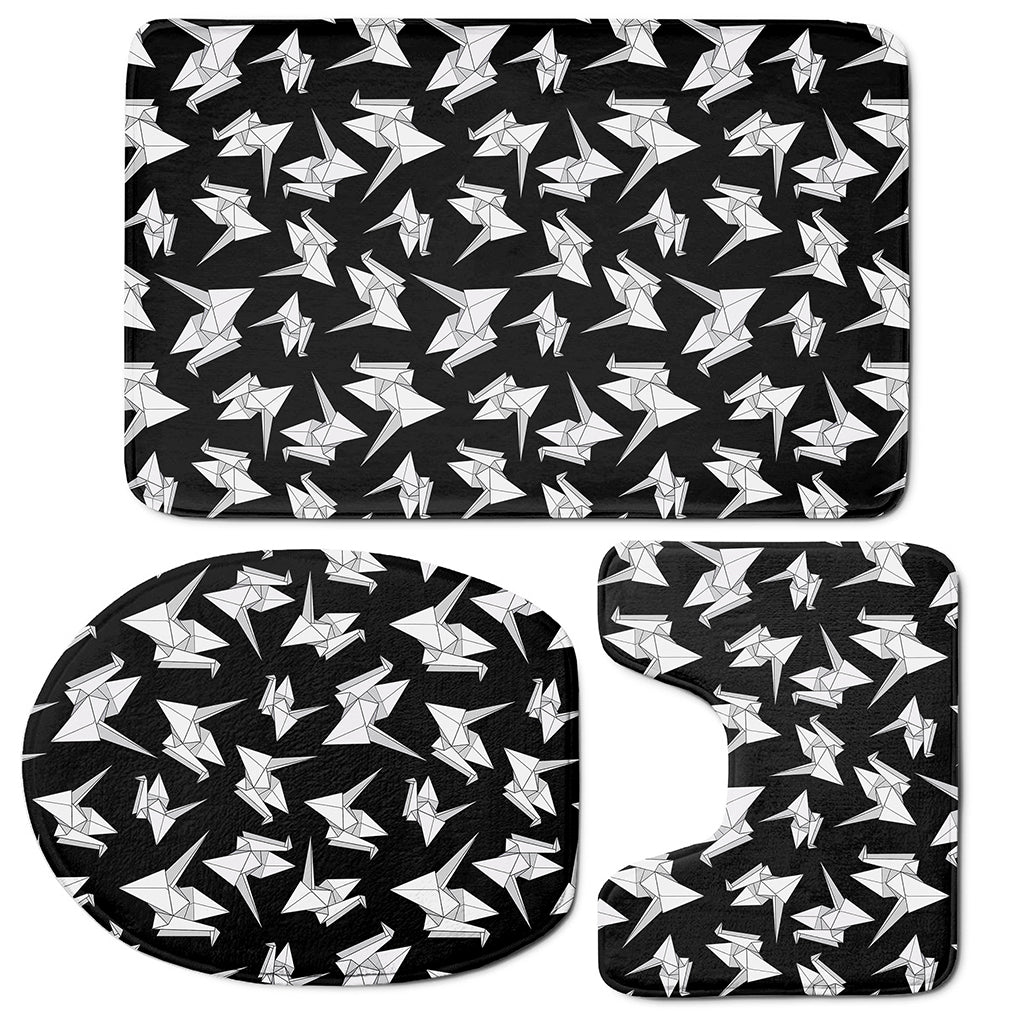 Black And White Origami Pattern Print 3 Piece Bath Mat Set