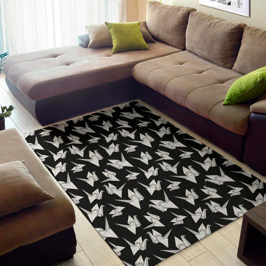 Black And White Origami Pattern Print Area Rug