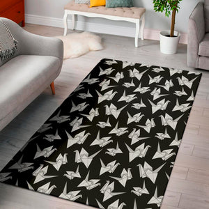 Black And White Origami Pattern Print Area Rug