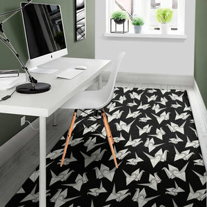 Black And White Origami Pattern Print Area Rug