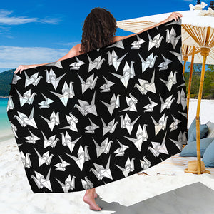 Black And White Origami Pattern Print Beach Sarong Wrap