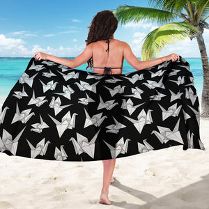 Black And White Origami Pattern Print Beach Sarong Wrap