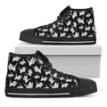 Black And White Origami Pattern Print Black High Top Sneakers