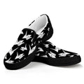 Black And White Origami Pattern Print Black Slip On Sneakers