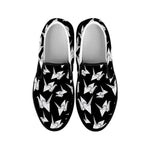 Black And White Origami Pattern Print Black Slip On Shoes