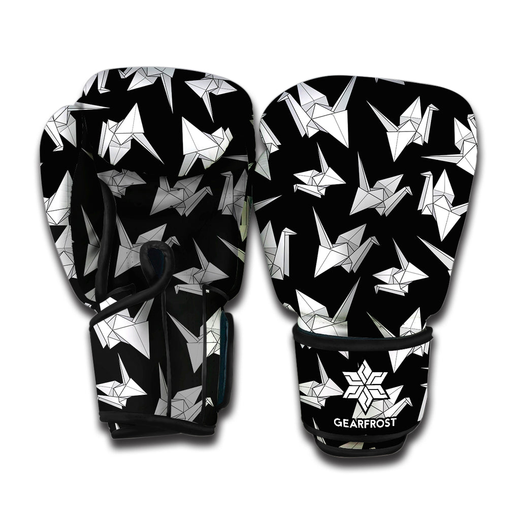 Black And White Origami Pattern Print Boxing Gloves