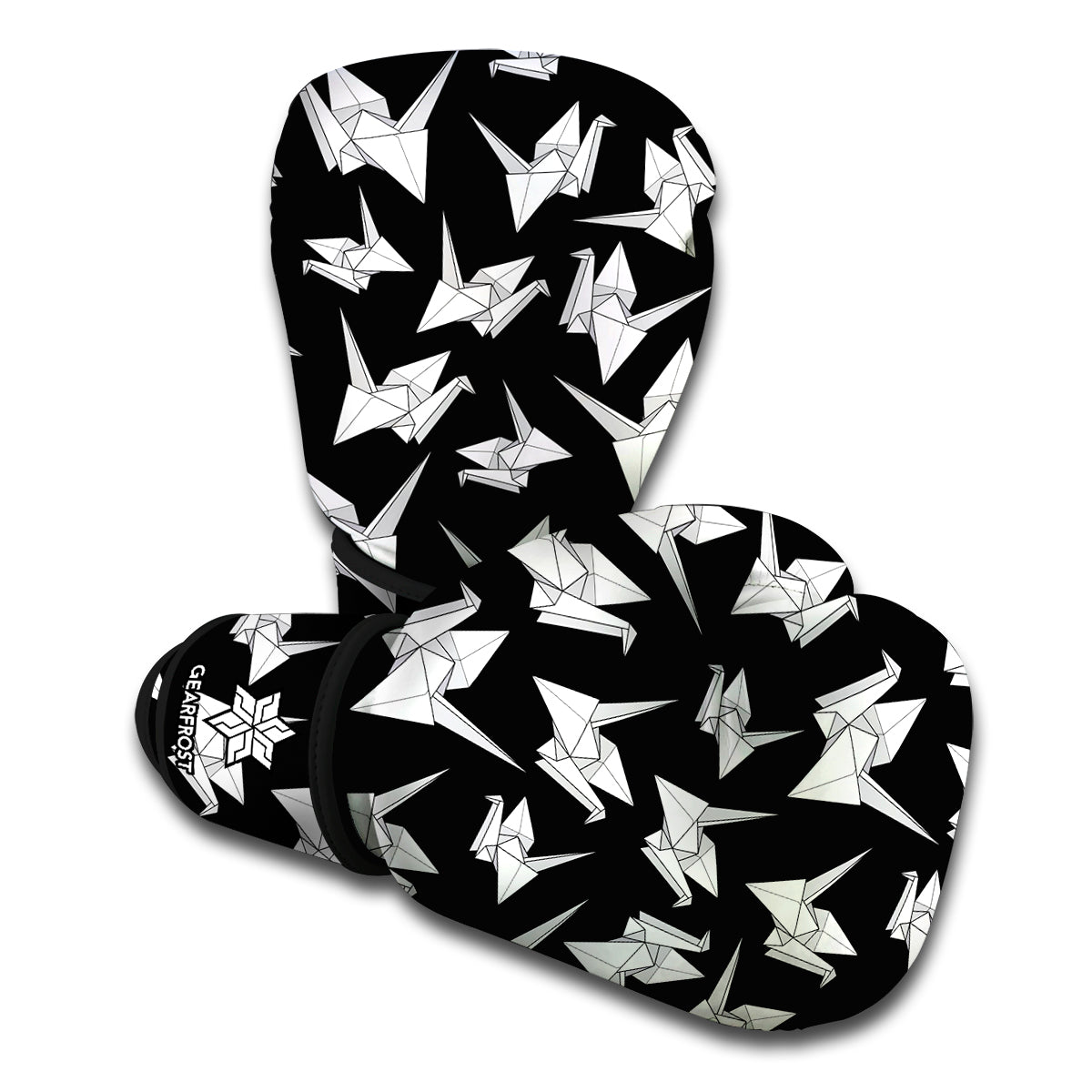 Black And White Origami Pattern Print Boxing Gloves