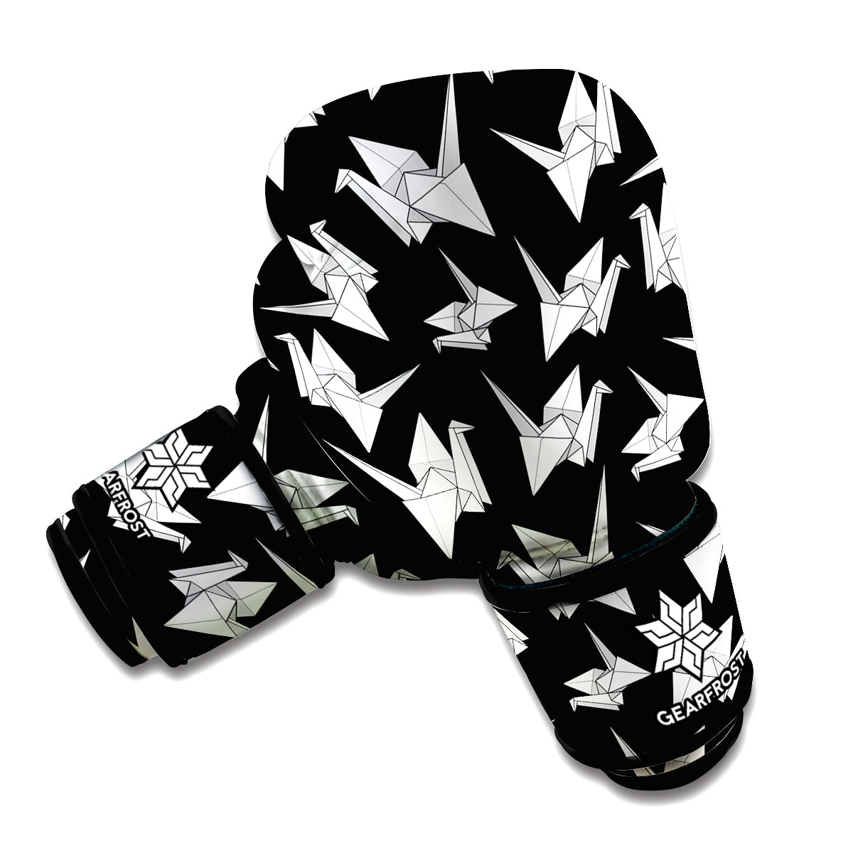 Black And White Origami Pattern Print Boxing Gloves