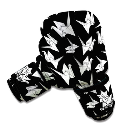 Black And White Origami Pattern Print Boxing Gloves