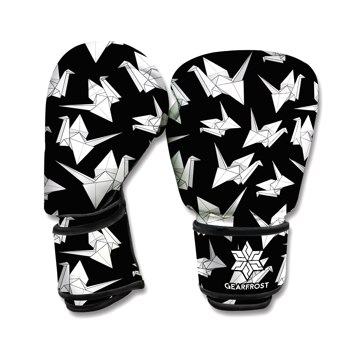 Black And White Origami Pattern Print Boxing Gloves