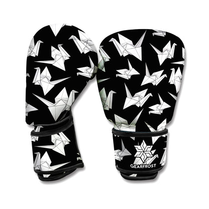 Black And White Origami Pattern Print Boxing Gloves
