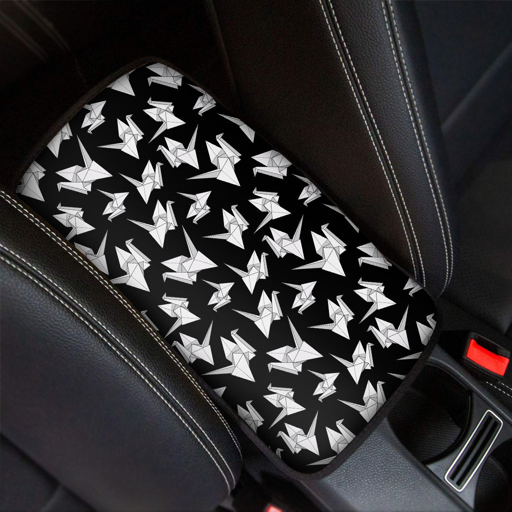 Black And White Origami Pattern Print Car Center Console Cover