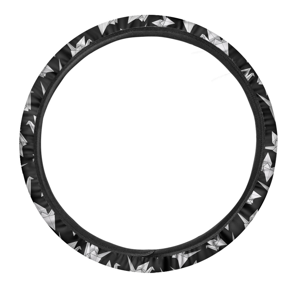 Black And White Origami Pattern Print Car Steering Wheel Cover