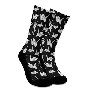 Black And White Origami Pattern Print Crew Socks