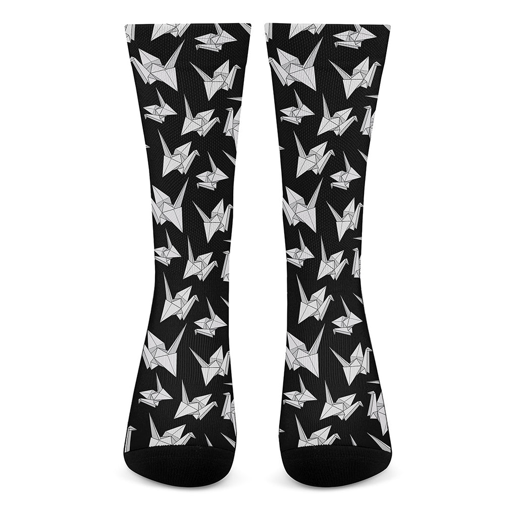 Black And White Origami Pattern Print Crew Socks