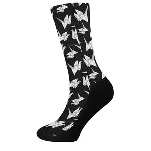 Black And White Origami Pattern Print Crew Socks