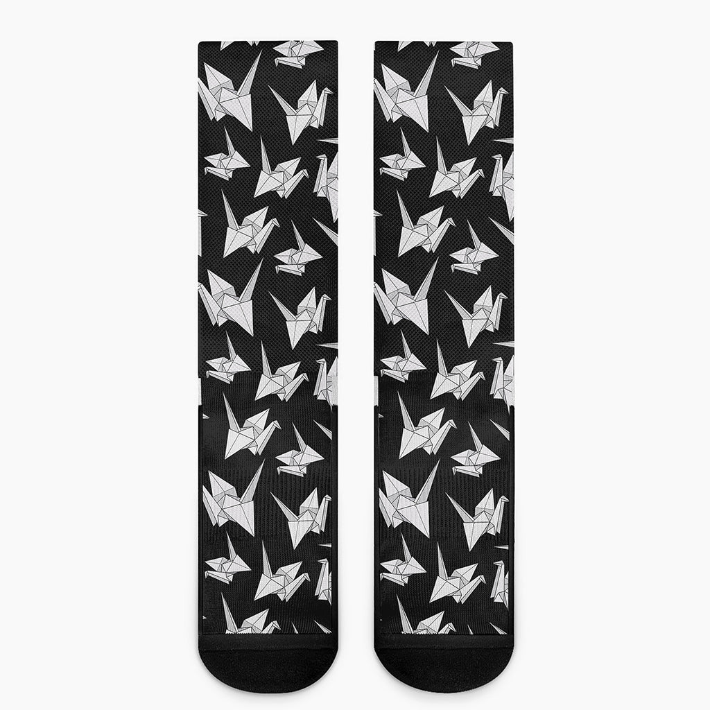 Black And White Origami Pattern Print Crew Socks