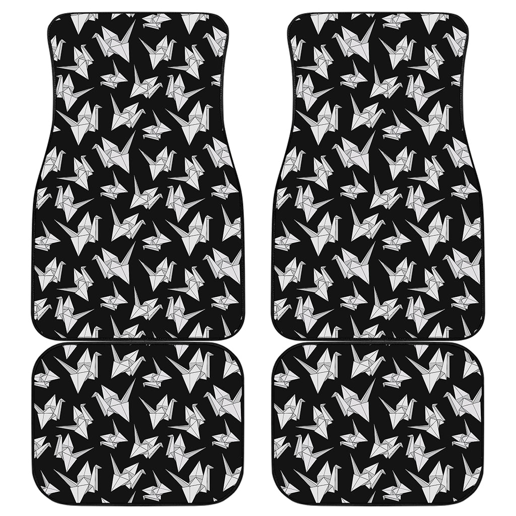 Black And White Origami Pattern Print Front and Back Car Floor Mats