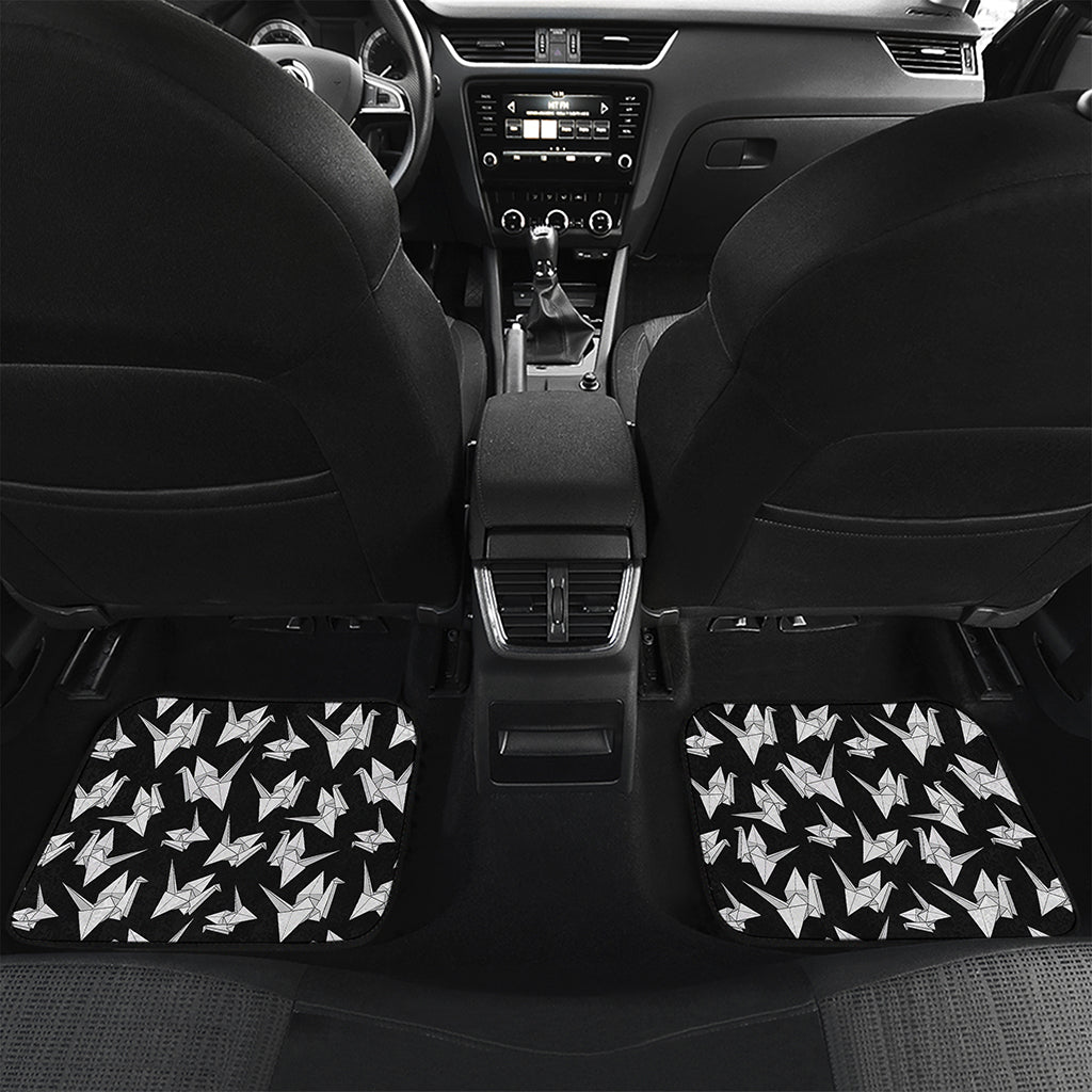 Black And White Origami Pattern Print Front and Back Car Floor Mats