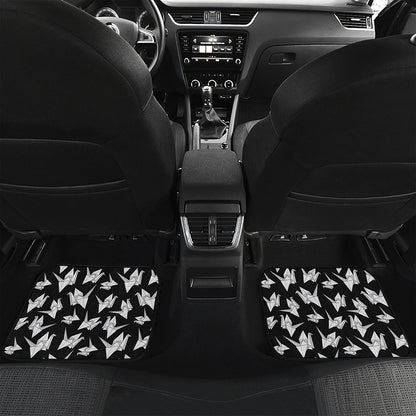 Black And White Origami Pattern Print Front and Back Car Floor Mats