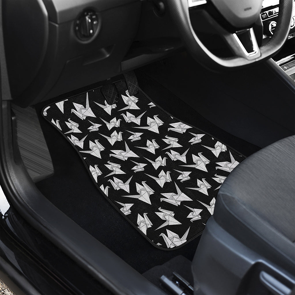 Black And White Origami Pattern Print Front and Back Car Floor Mats