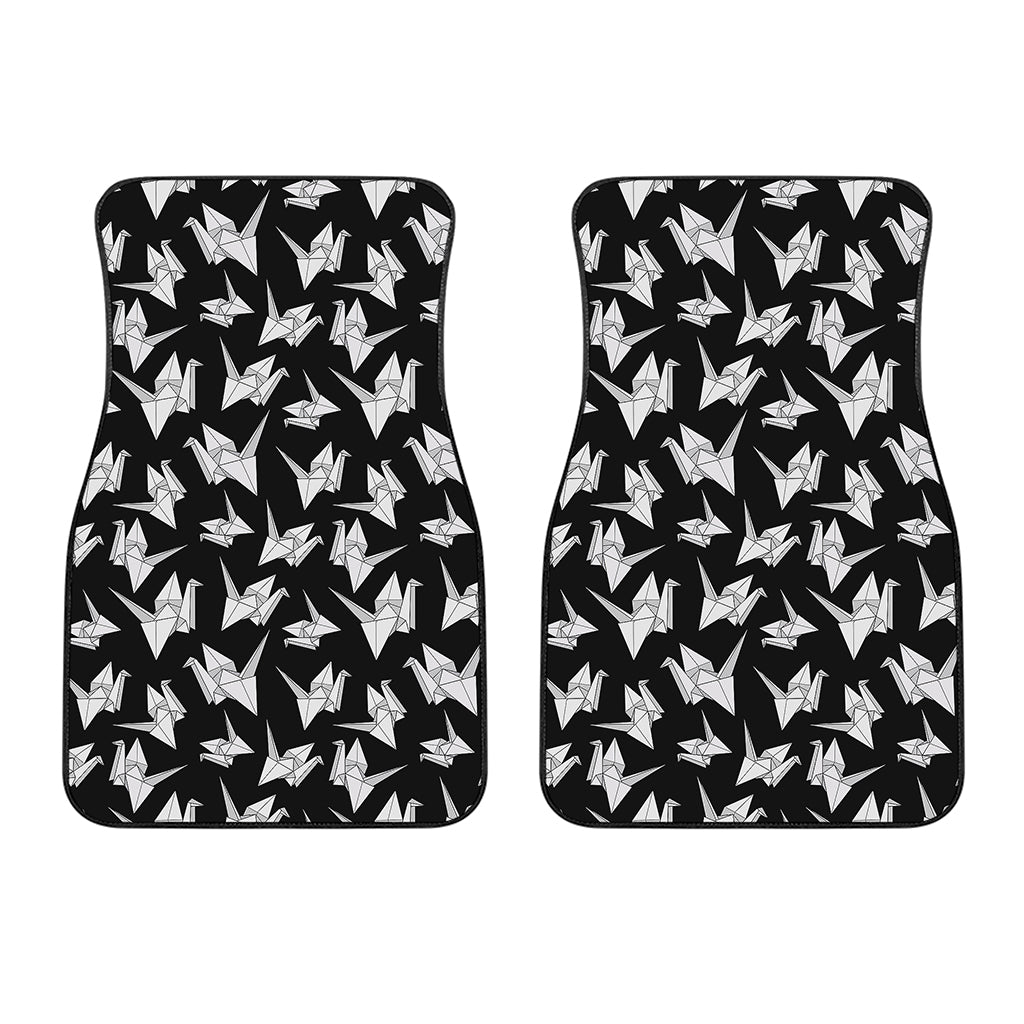 Black And White Origami Pattern Print Front Car Floor Mats