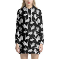 Black And White Origami Pattern Print Pullover Hoodie Dress