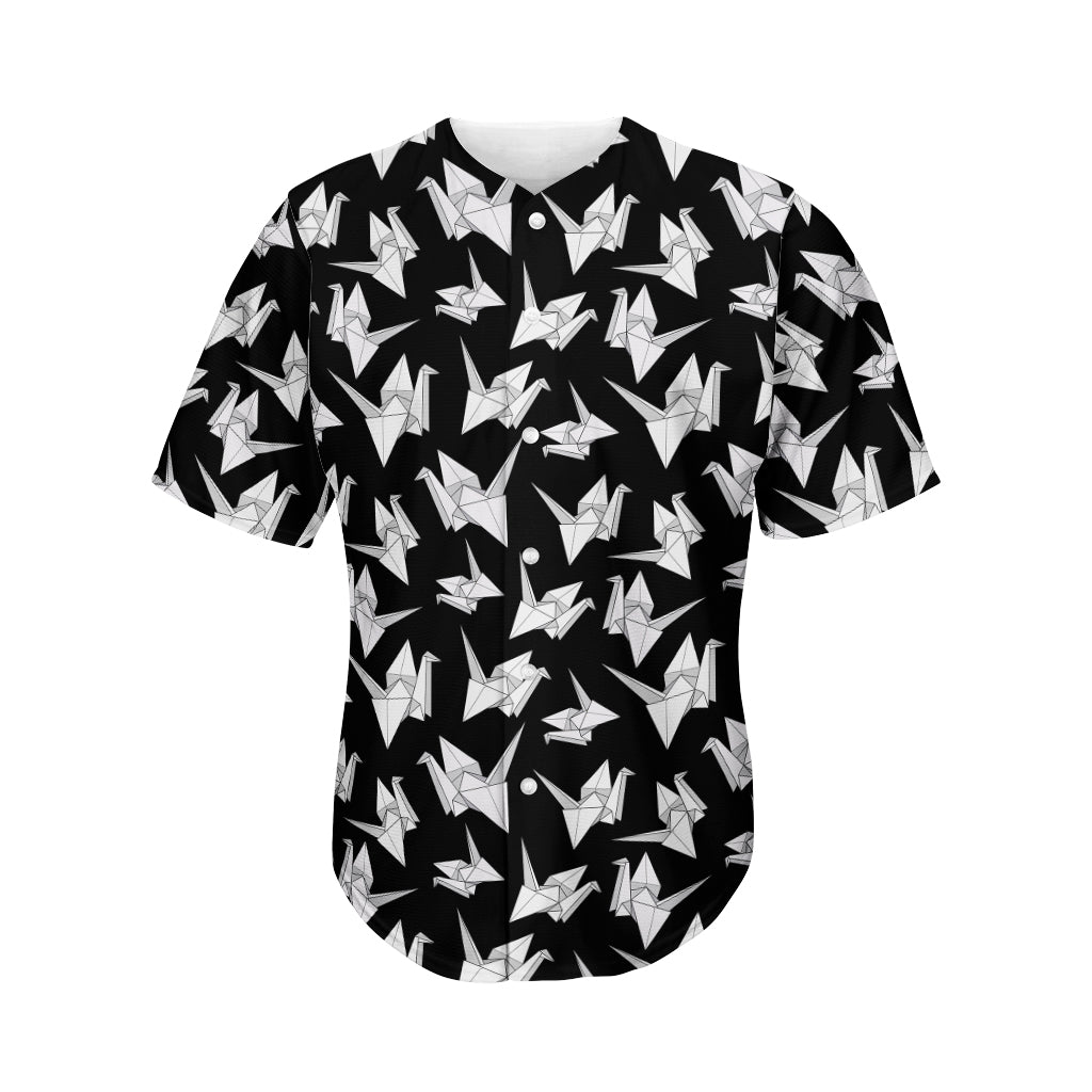 Black And White Origami Pattern Print Men's Baseball Jersey