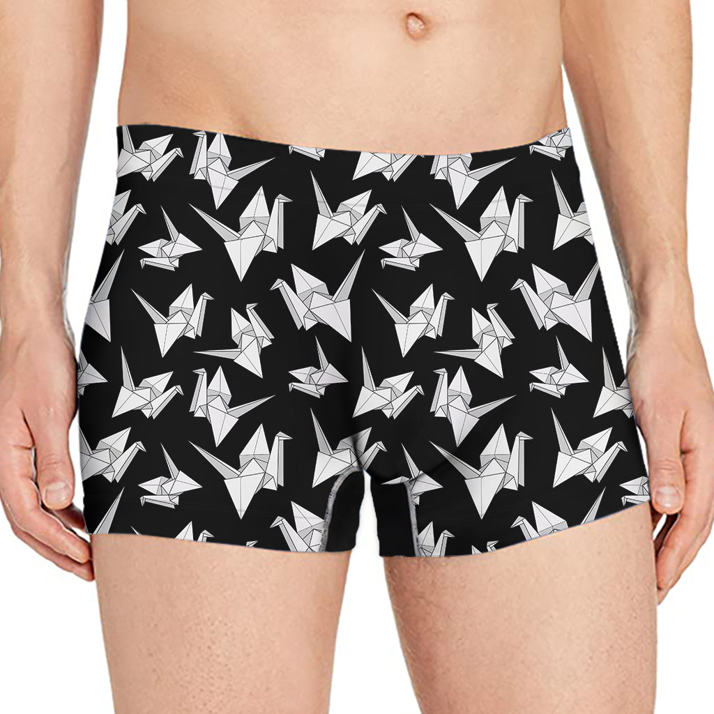 Black And White Origami Pattern Print Men's Boxer Briefs