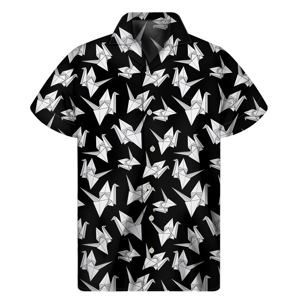 Black And White Origami Pattern Print Men's Short Sleeve Shirt