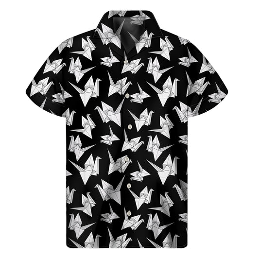 Black And White Origami Pattern Print Men's Short Sleeve Shirt