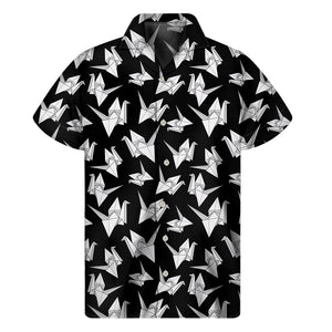 Black And White Origami Pattern Print Men's Short Sleeve Shirt